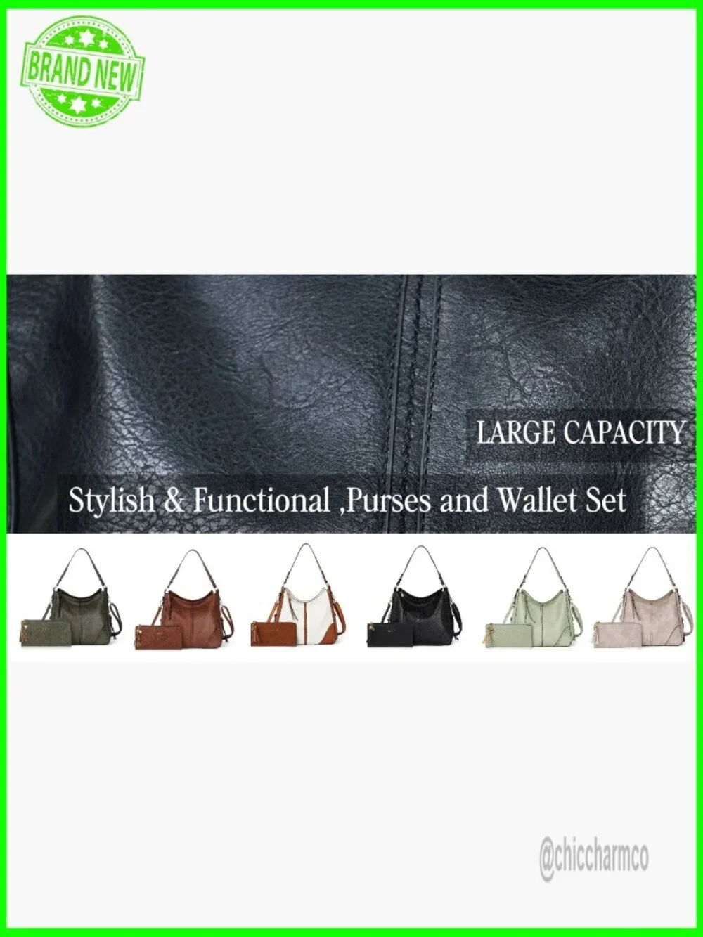 PU Leather Hobo Crossbody Bag Set with Wallet Adjustable Strap